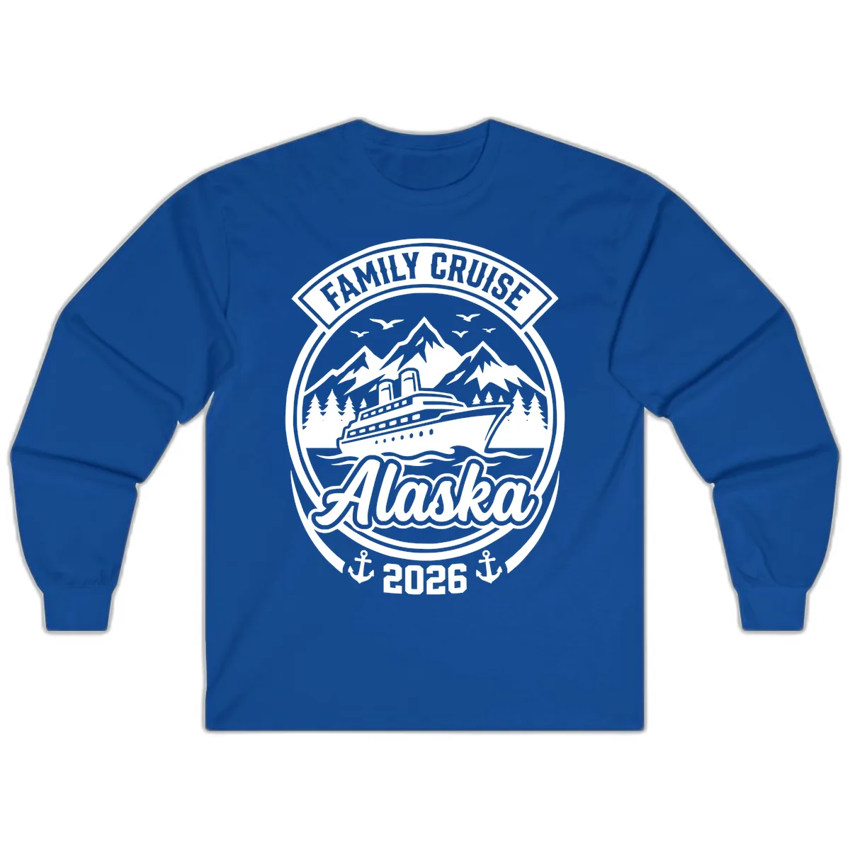 Family Cruise Alaska Badge Design Long Sleeve in Royal