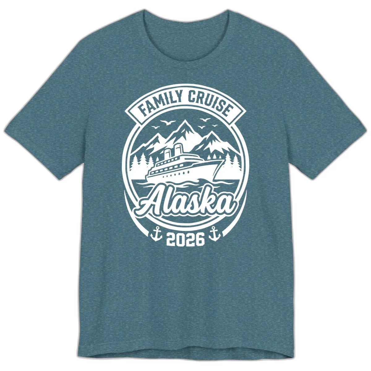 Family Cruise Alaska Badge Design Premium T-Shirt in Heather Deep Teal