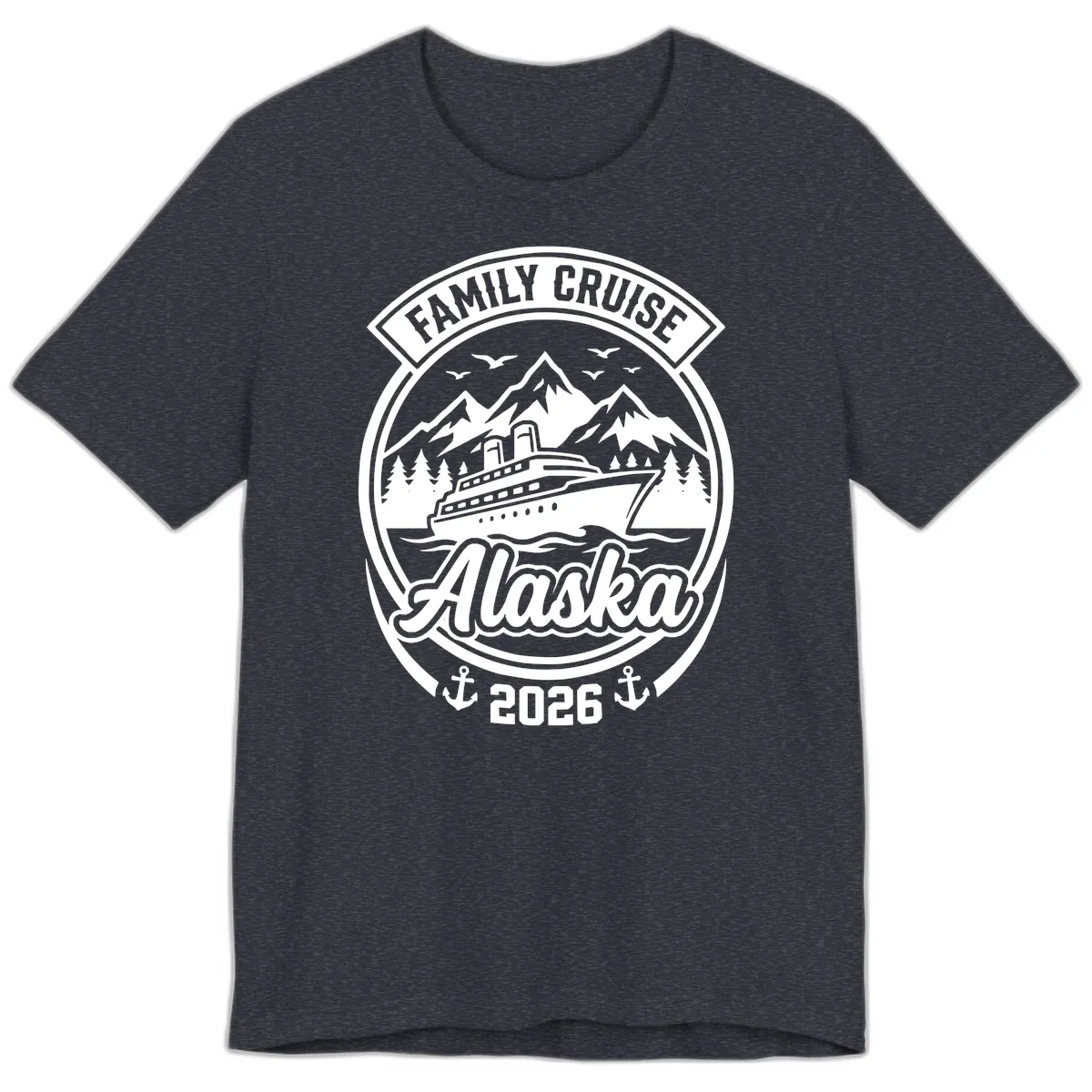 Family Cruise Alaska Badge Design Premium T-Shirt in Heather Navy