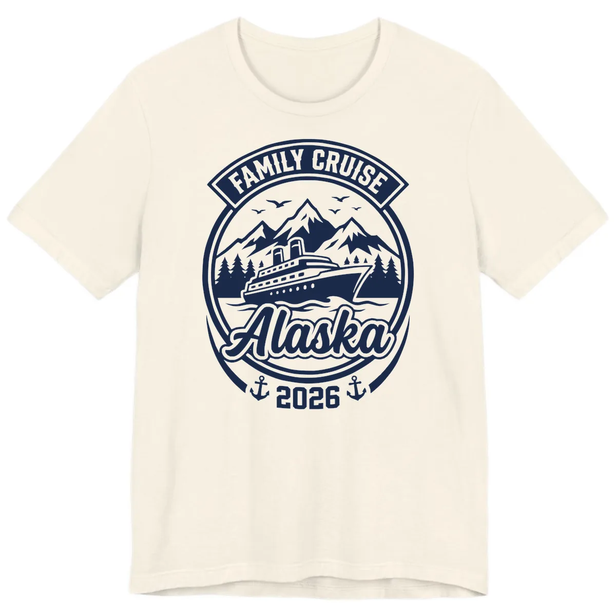 Family Cruise Alaska Badge Design Premium T-Shirt in Natural