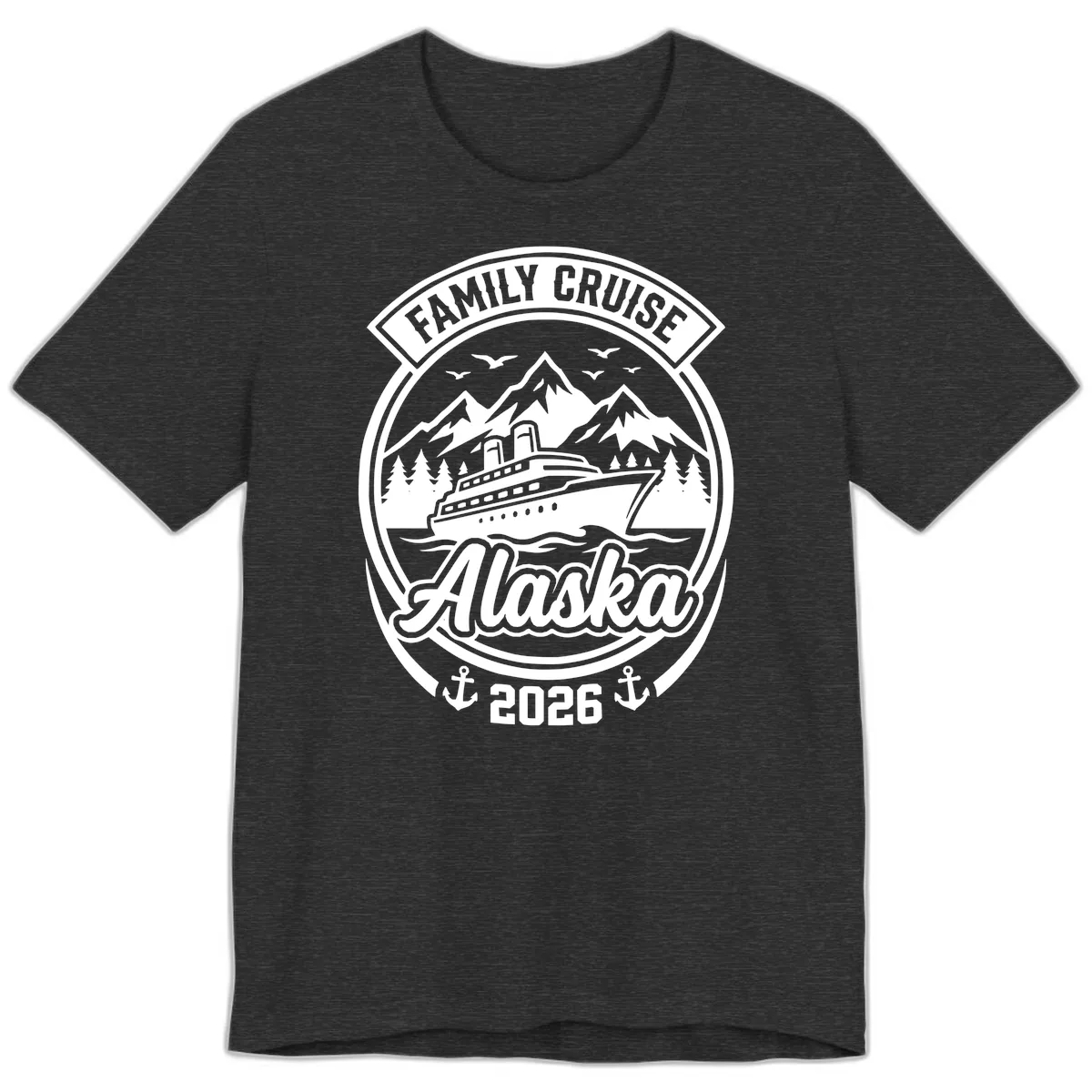 Family Cruise Alaska Badge Design Premium T-Shirt in Dark Grey Heather