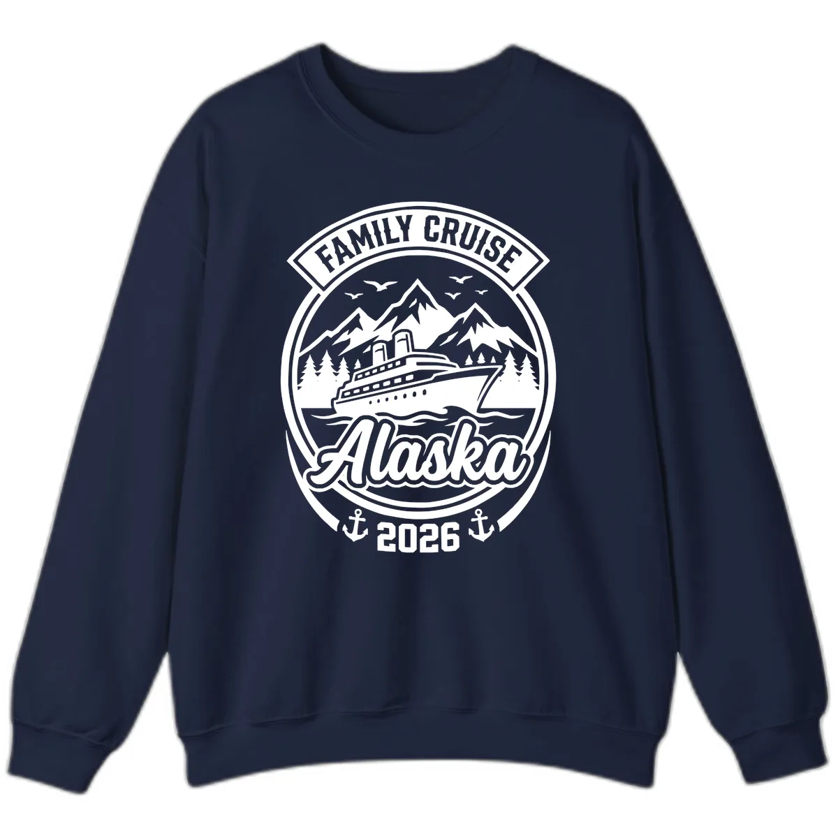 Family Cruise Alaska Badge Design Sweatshirt in Navy