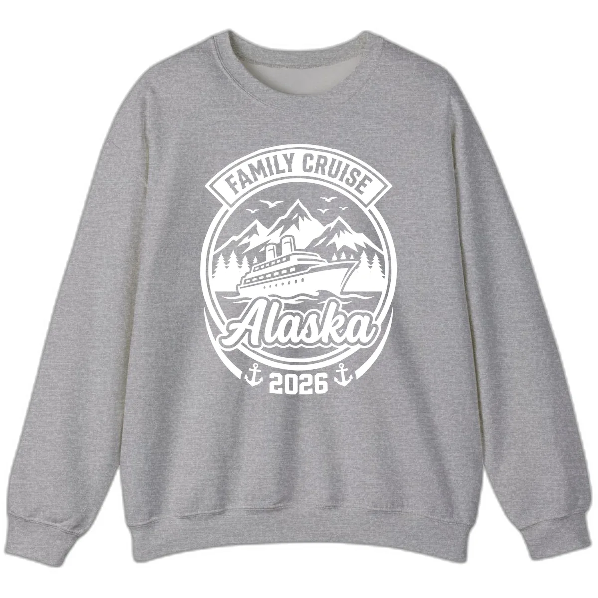 Family Cruise Alaska Badge Design Sweatshirt in Sport Grey