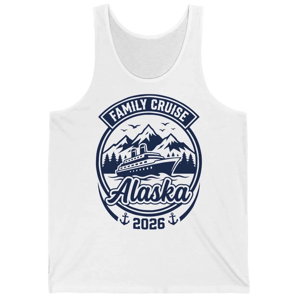 Family Cruise Alaska Badge Design Tank in White