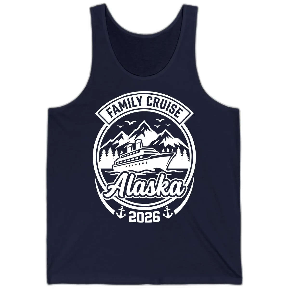 Family Cruise Alaska Badge Design Tank in Navy