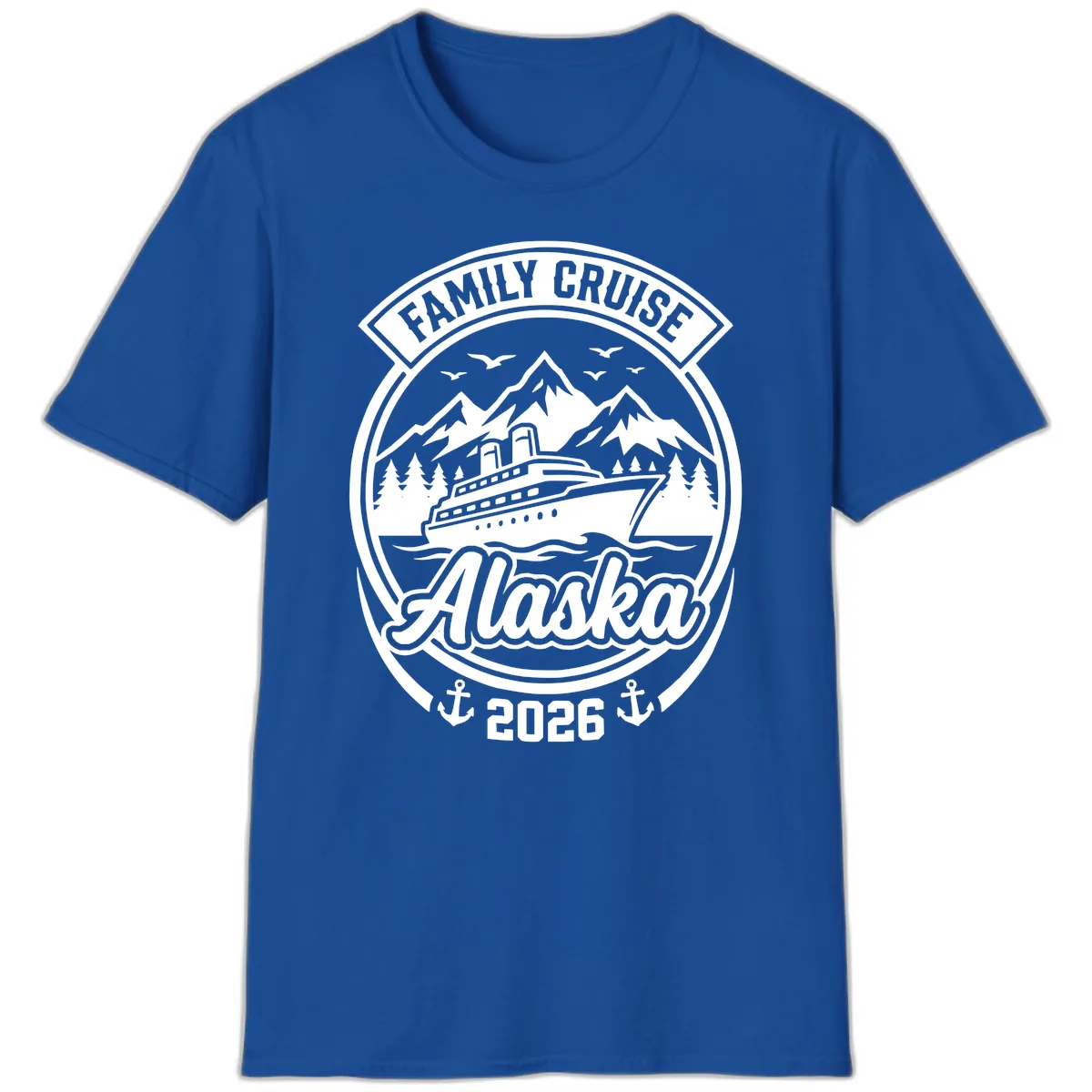 Family Cruise Alaska Badge Design T-Shirt in Royal