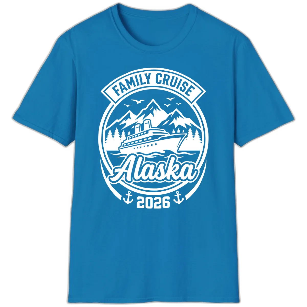 Family Cruise Alaska Badge Design T-Shirt in Sapphire