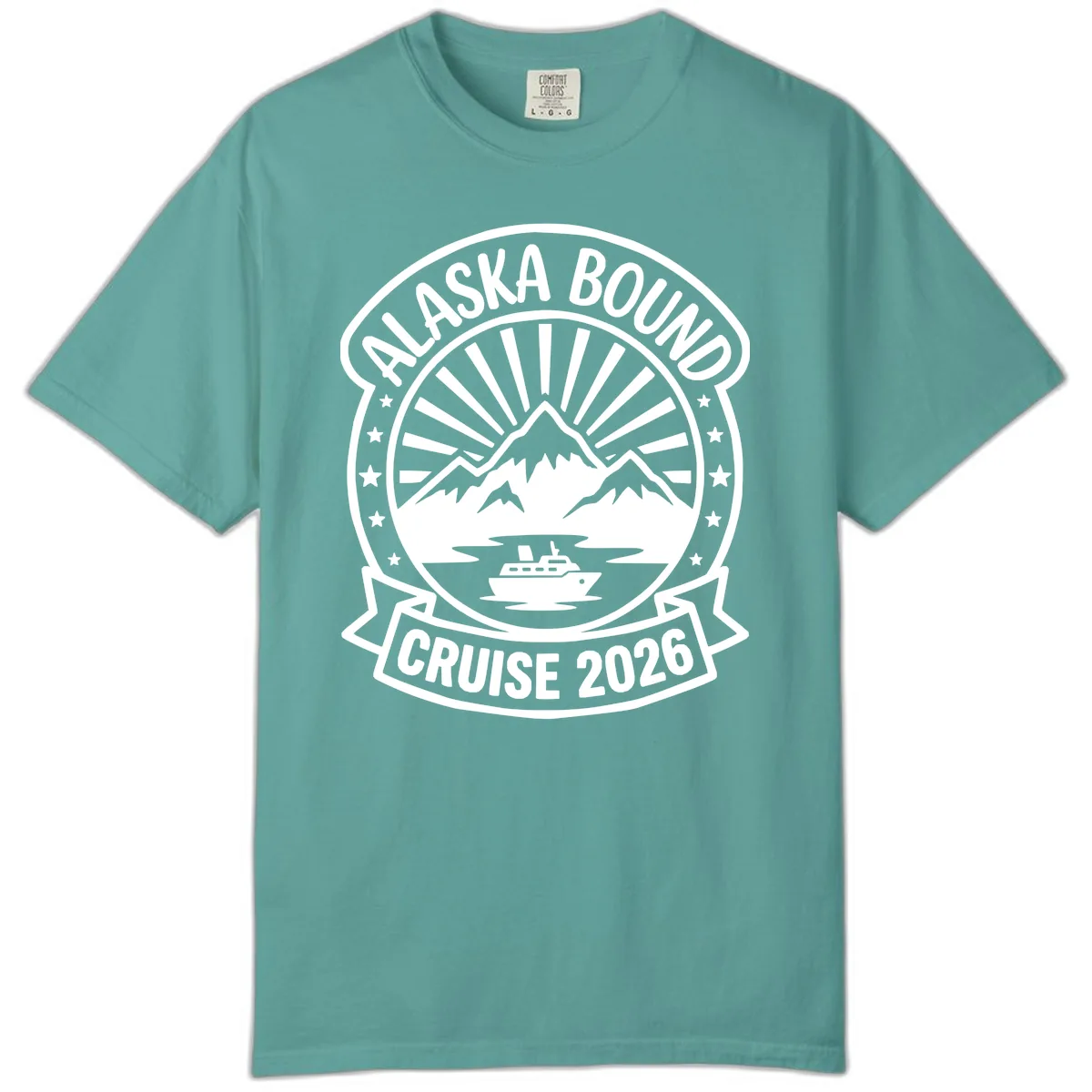 Alaska Bound Cruise 2026 Badge Comfort Color in Seafoam