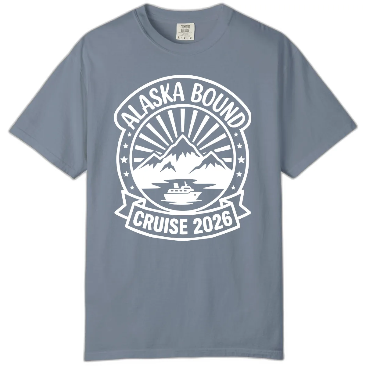 Alaska Bound Cruise 2026 Badge Comfort Color in Blue Jean