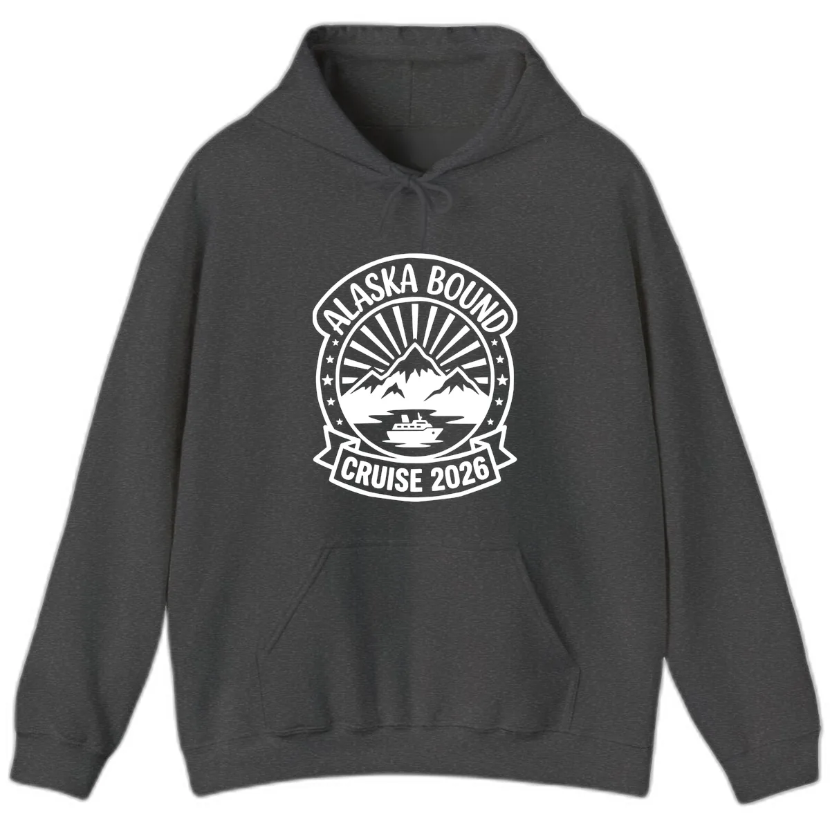 Alaska Bound Cruise 2026 Badge Hoodie in Dark Heather