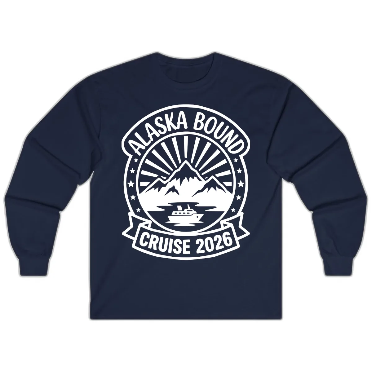 Alaska Bound Cruise 2026 Badge Long Sleeve in Navy