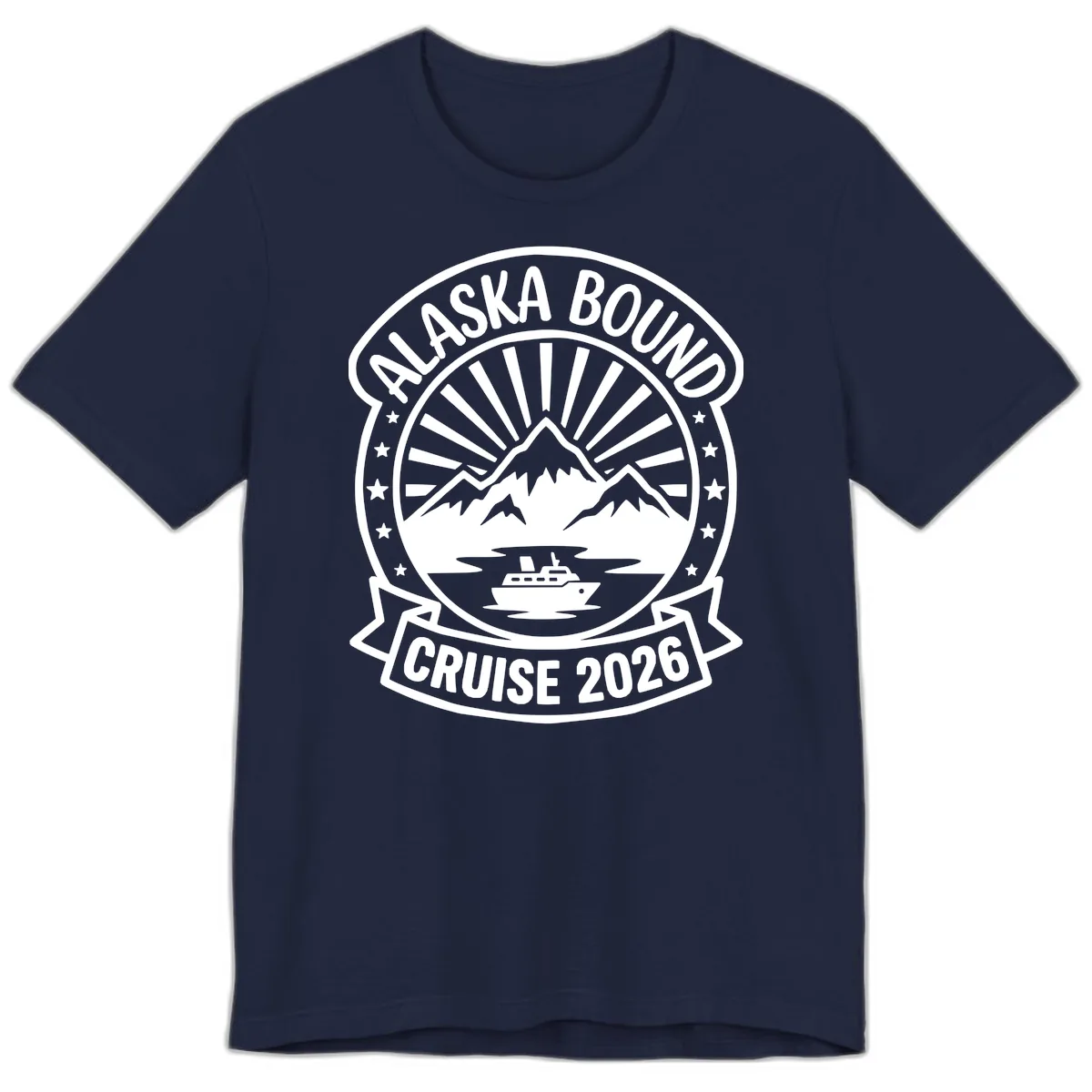 Alaska Bound Cruise 2026 Badge Premium T-Shirt in Navy