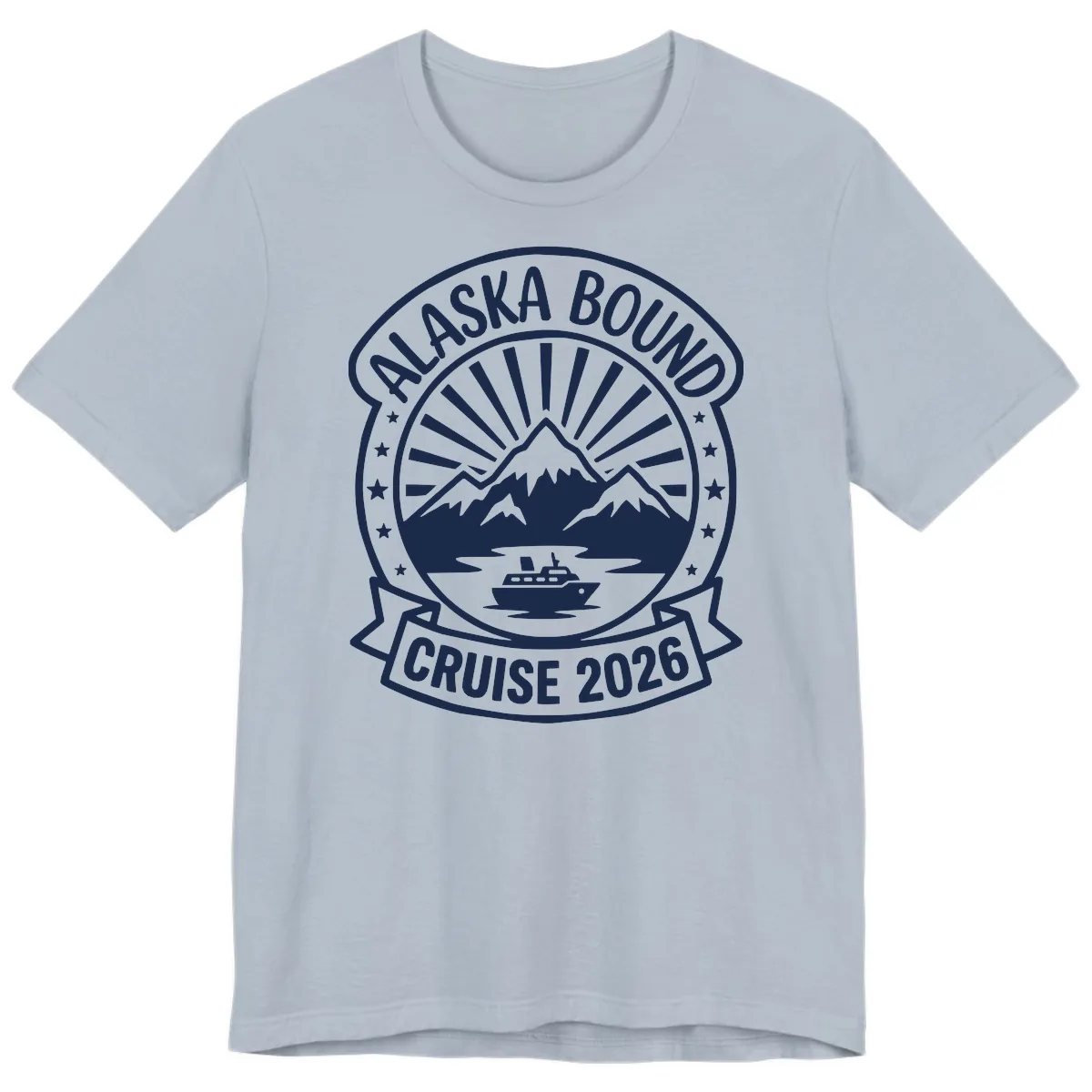 Alaska Bound Cruise 2026 Badge Premium T-Shirt in Light Blue