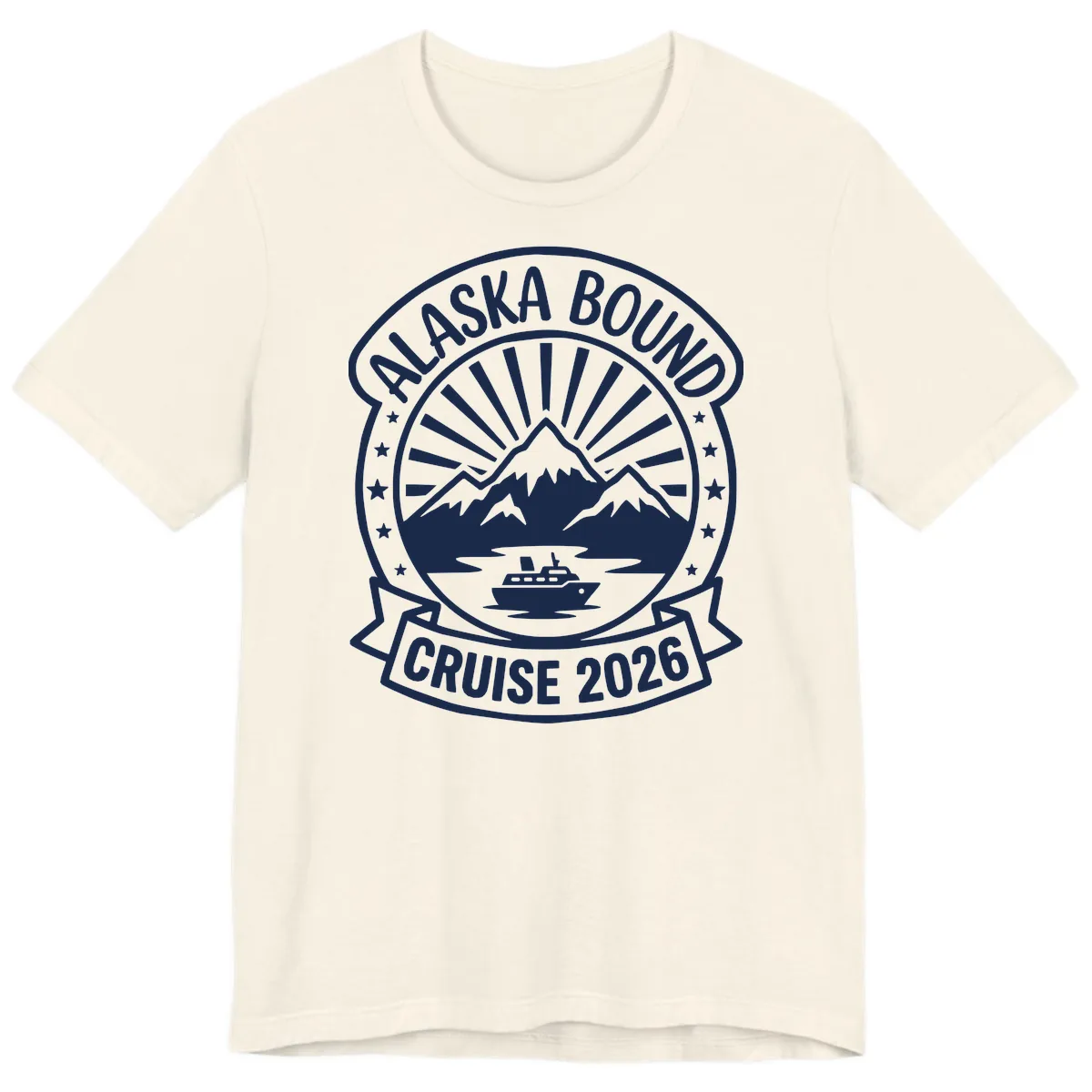 Alaska Bound Cruise 2026 Badge Premium T-Shirt in Natural