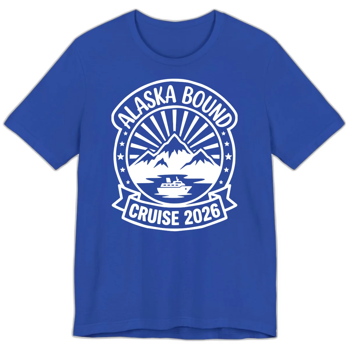 Alaska Bound Cruise 2026 Badge Premium T-Shirt in True Royal
