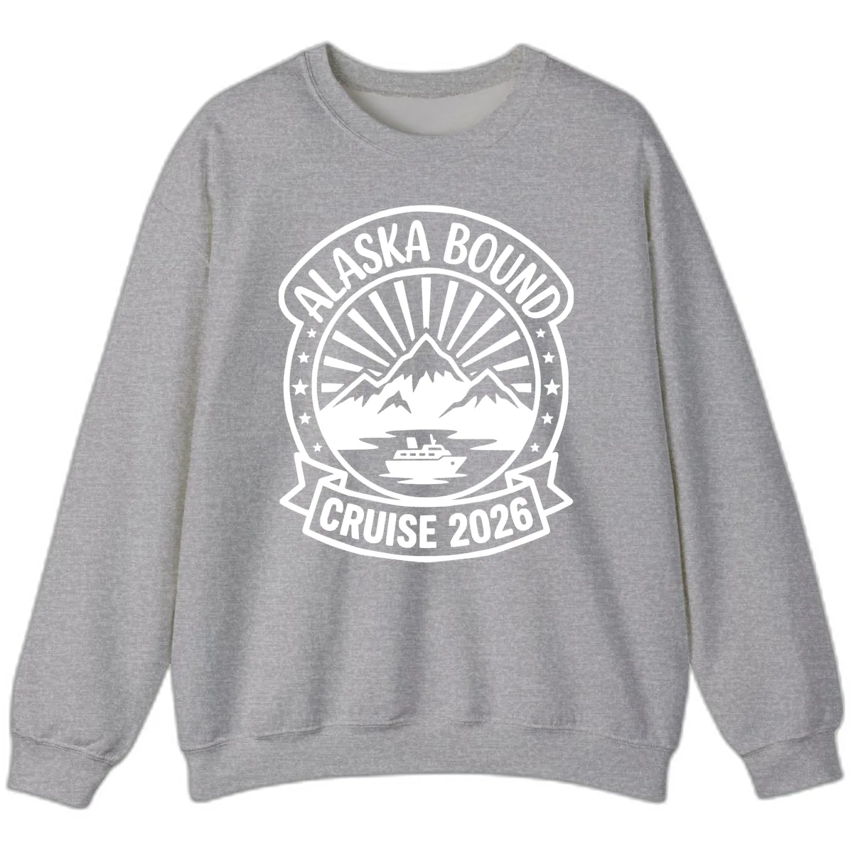 Alaska Bound Cruise 2026 Badge Sweatshirt in Sport Grey