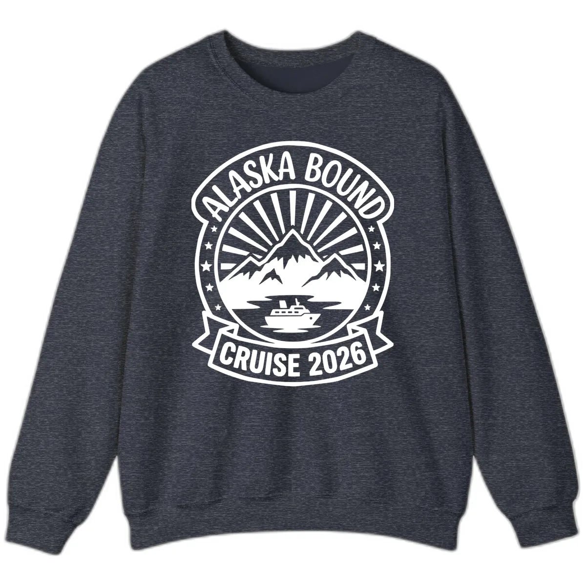 Alaska Bound Cruise 2026 Badge Sweatshirt in Heather Sport Dark Navy