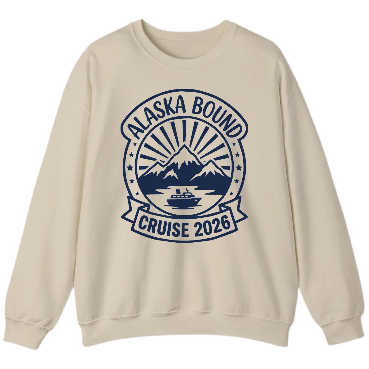 Alaska Bound Cruise 2026 Badge Sweatshirt in Sand