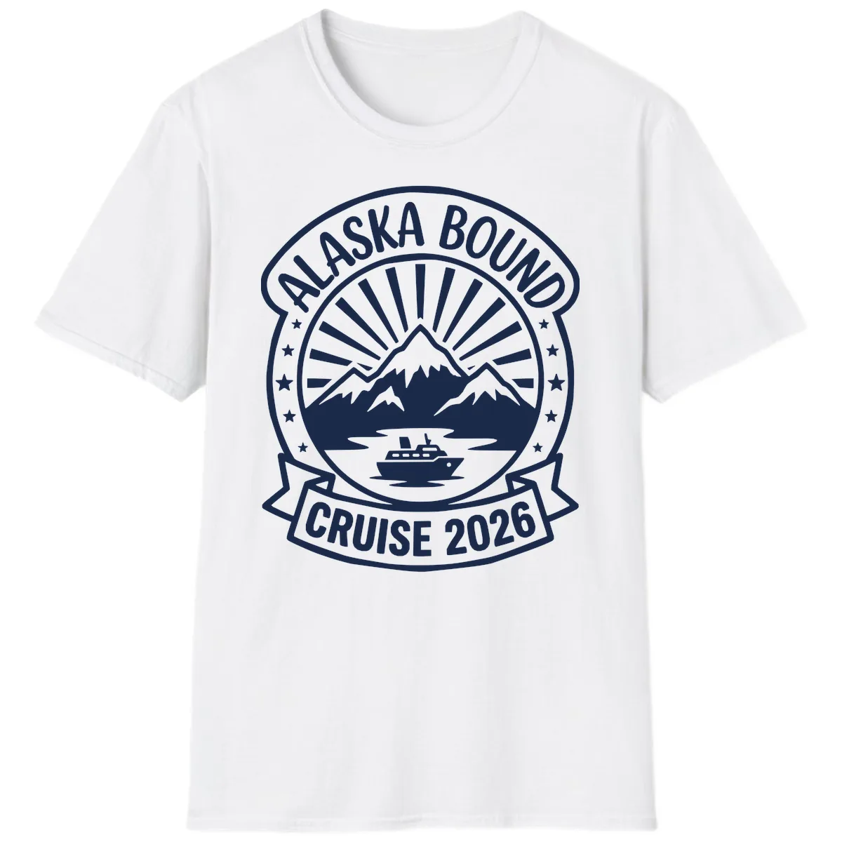 Alaska Bound Cruise 2026 Badge T-Shirt in White