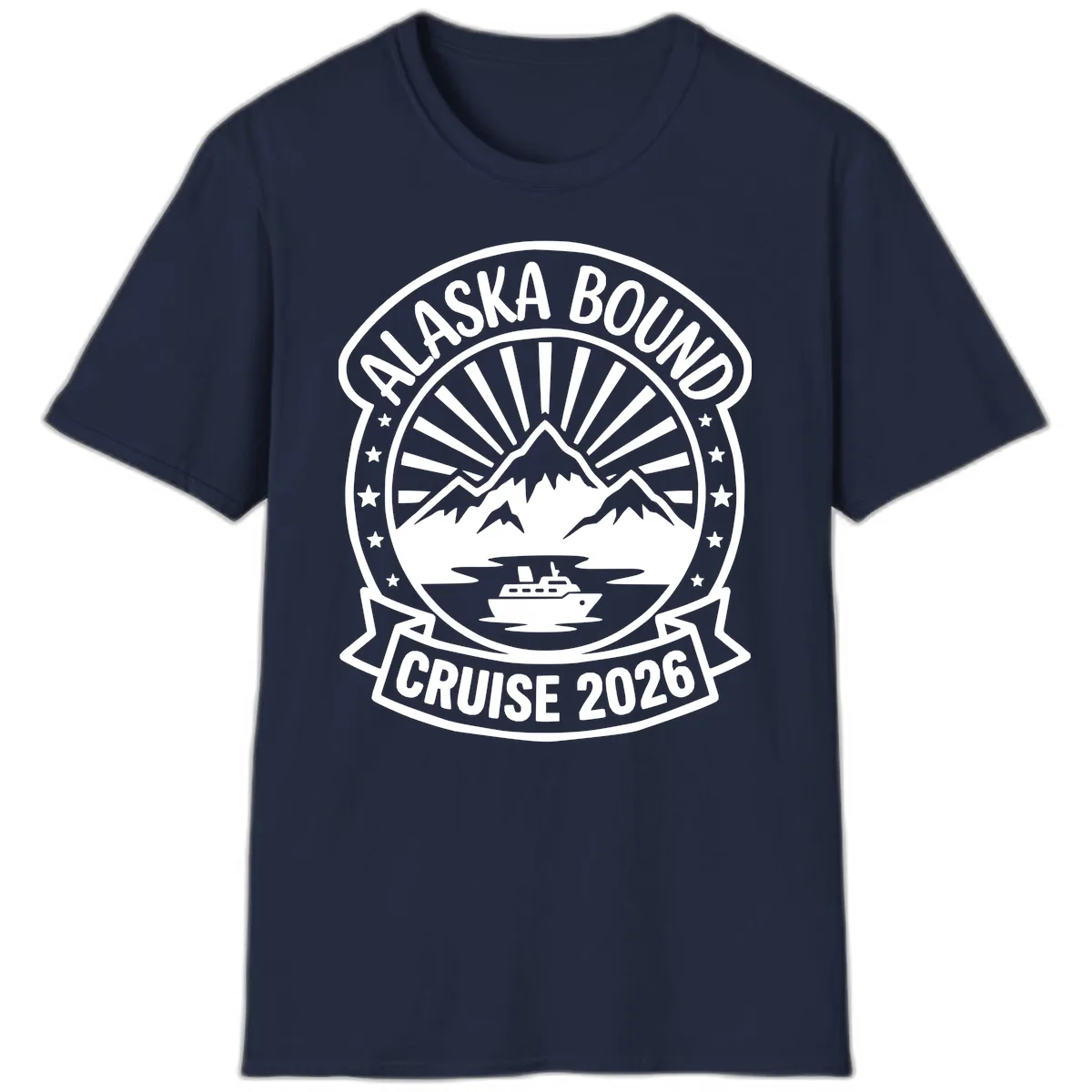 Alaska Bound Cruise 2026 Badge T-Shirt in Navy