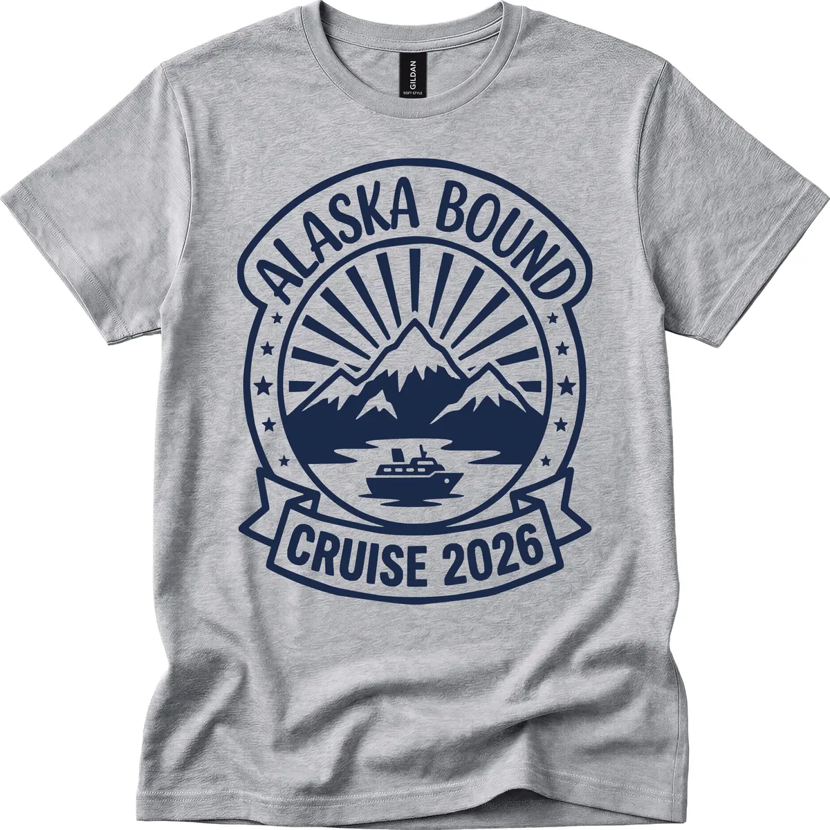 Alaska Bound Cruise 2026 Badge T-Shirt in Sport Grey
