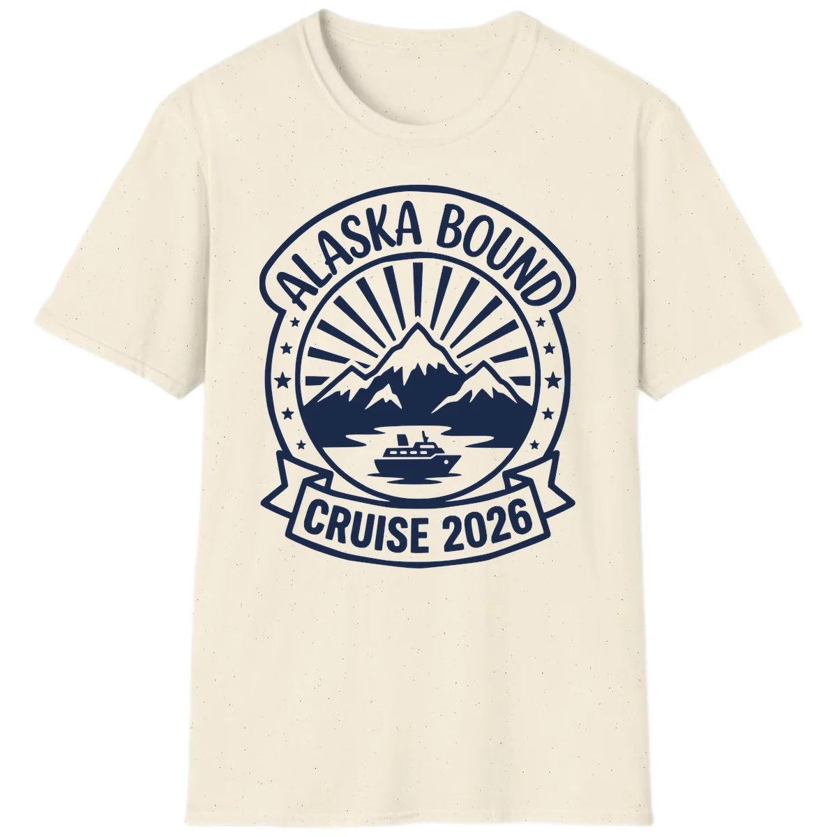 Alaska Bound Cruise 2026 Badge T-Shirt in Natural
