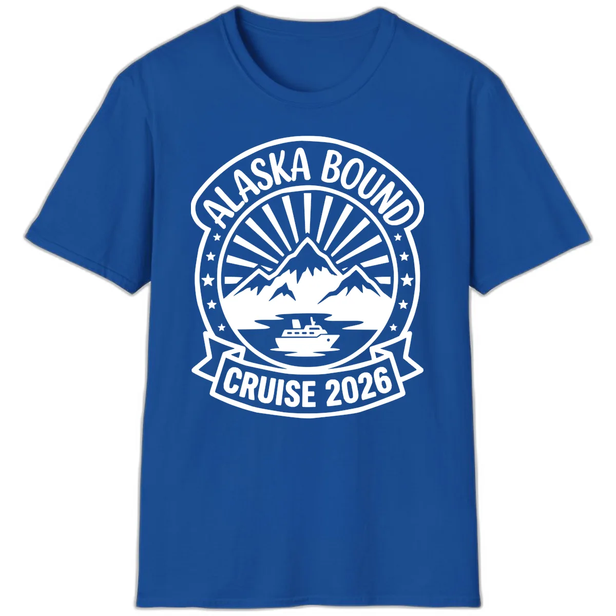 Alaska Bound Cruise 2026 Badge T-Shirt in Royal