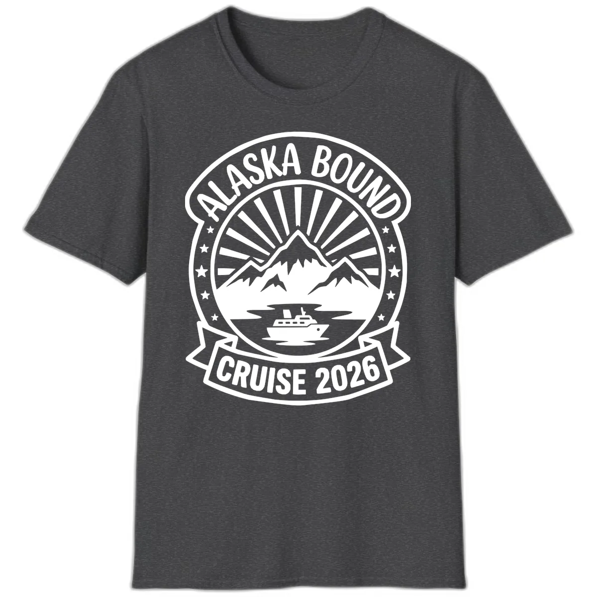 Alaska Bound Cruise 2026 Badge T-Shirt in Dark Heather