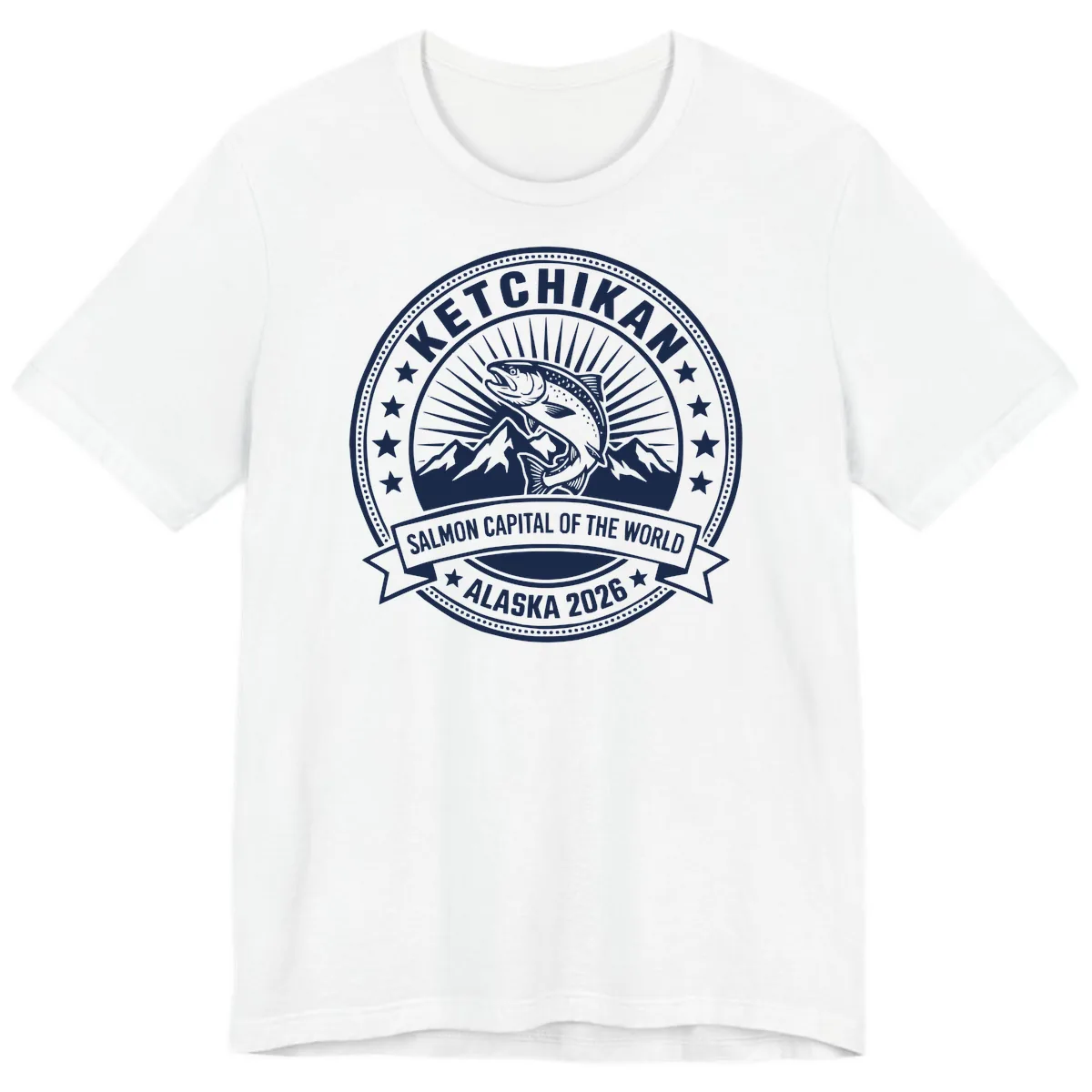 Ketchikan Salmon Capital Badge Premium T-Shirt in White
