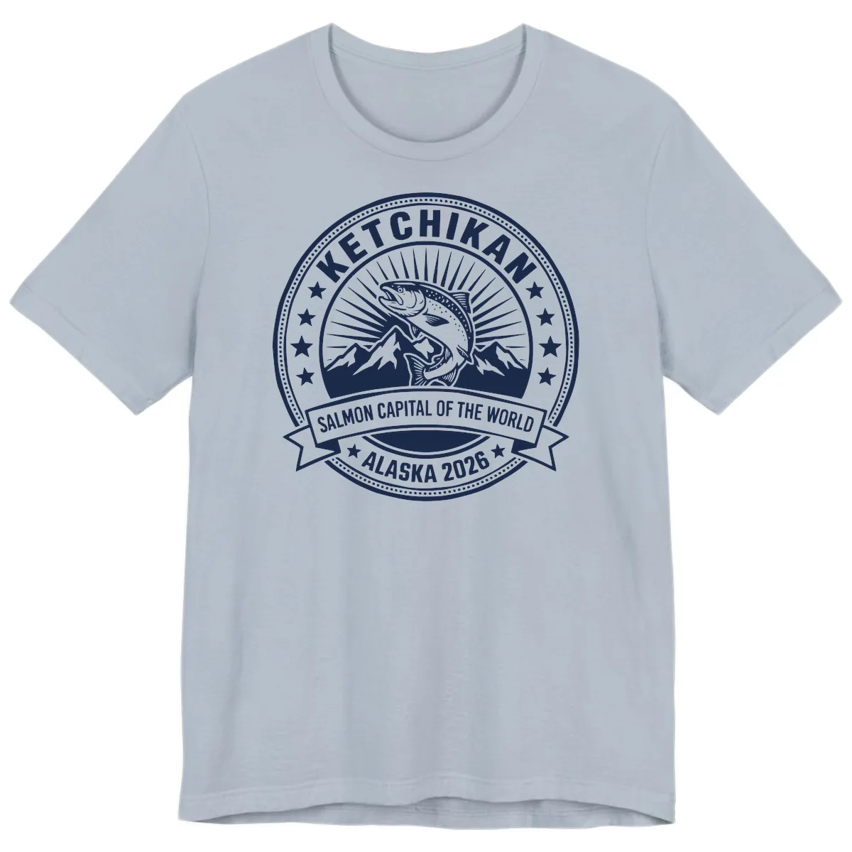 Ketchikan Salmon Capital Badge Premium T-Shirt in Light Blue