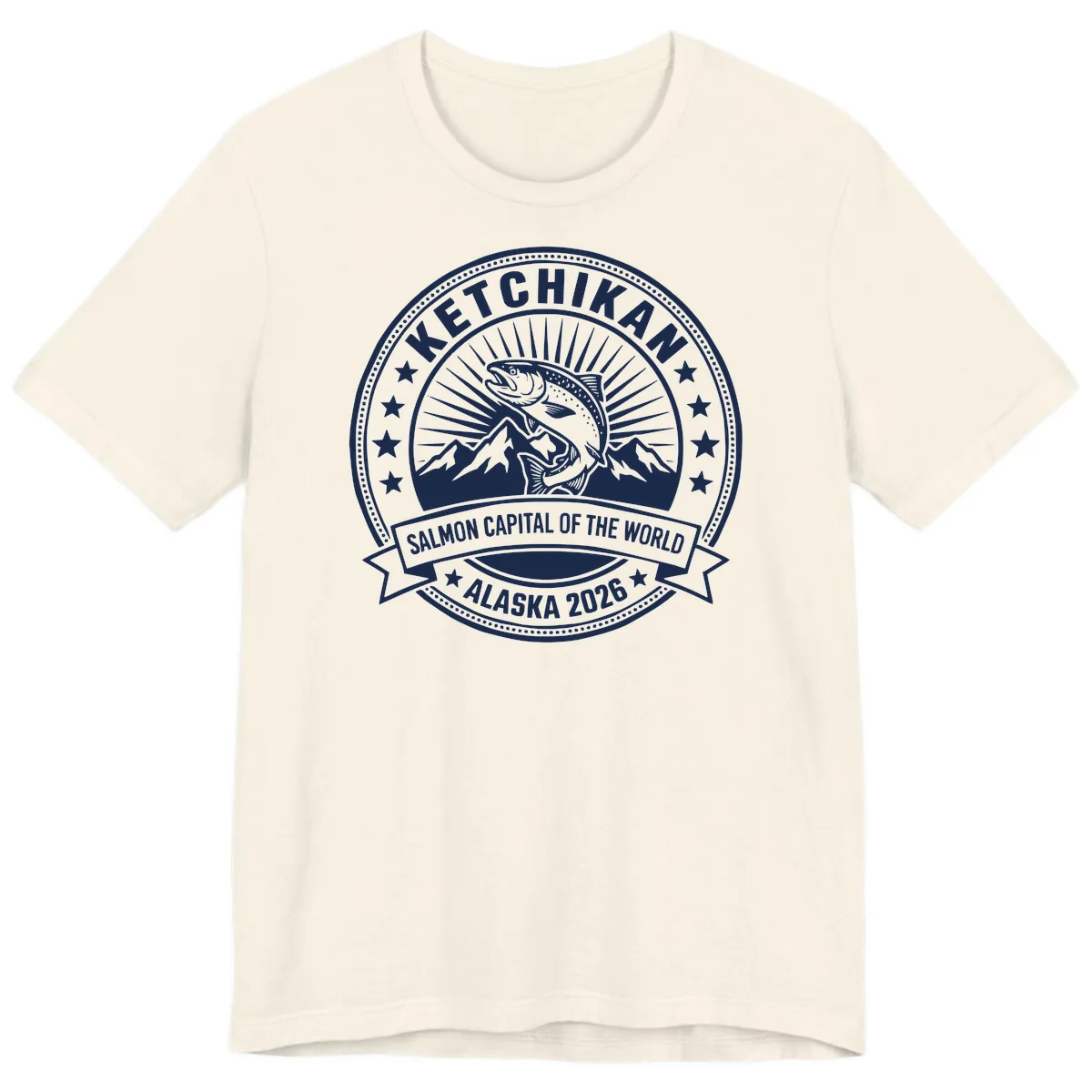 Ketchikan Salmon Capital Badge Premium T-Shirt in Natural