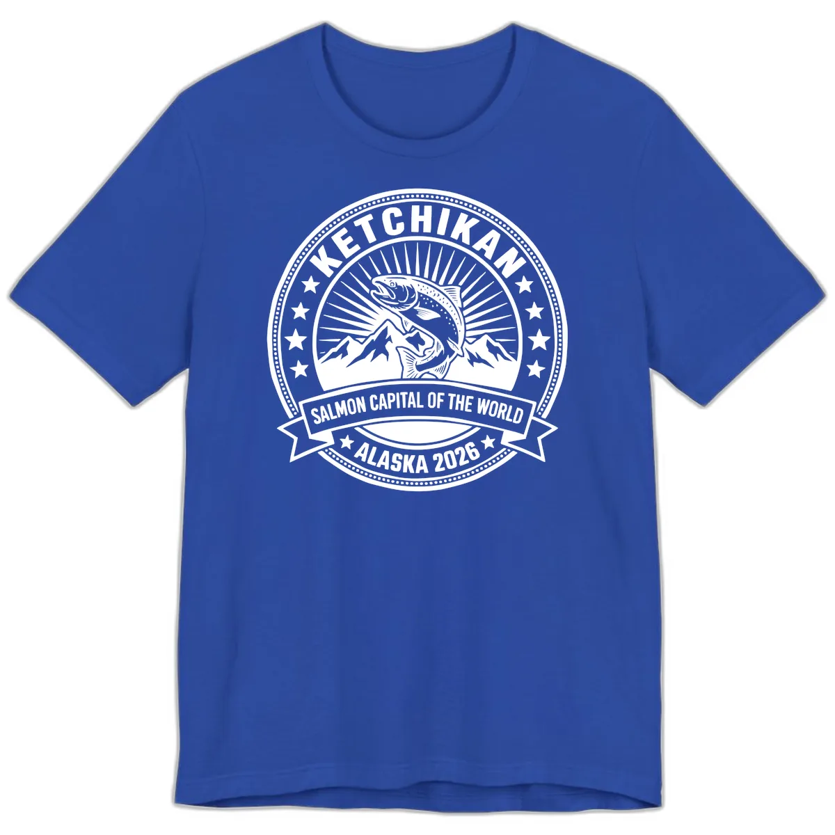 Ketchikan Salmon Capital Badge Premium T-Shirt in True Royal