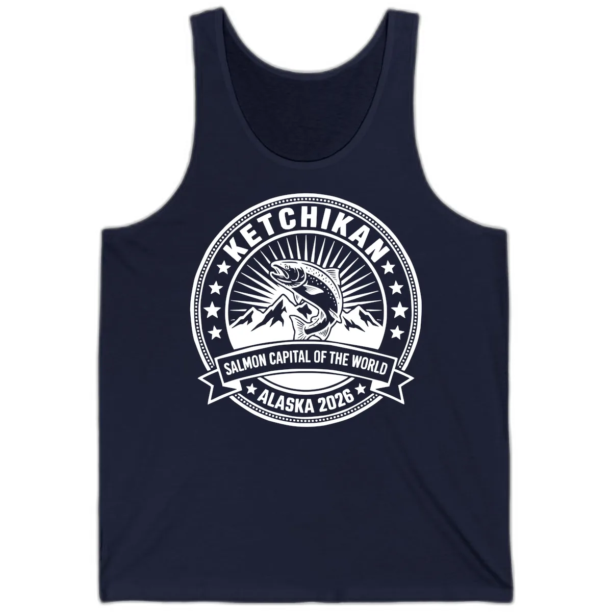 Ketchikan Salmon Capital Badge Tank in Navy