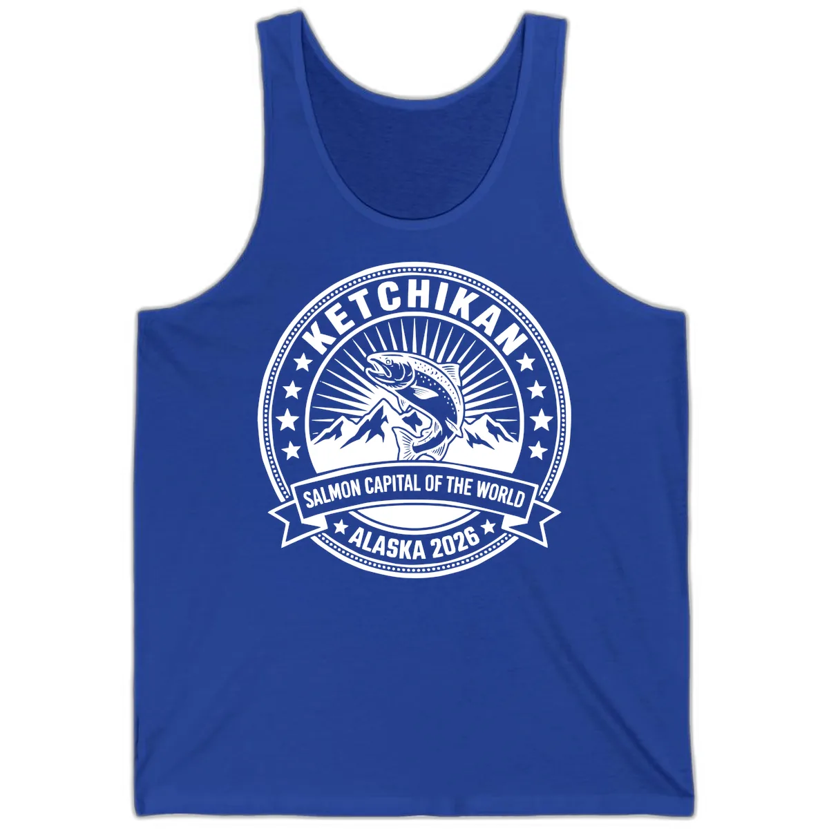 Ketchikan Salmon Capital Badge Tank in True Royal