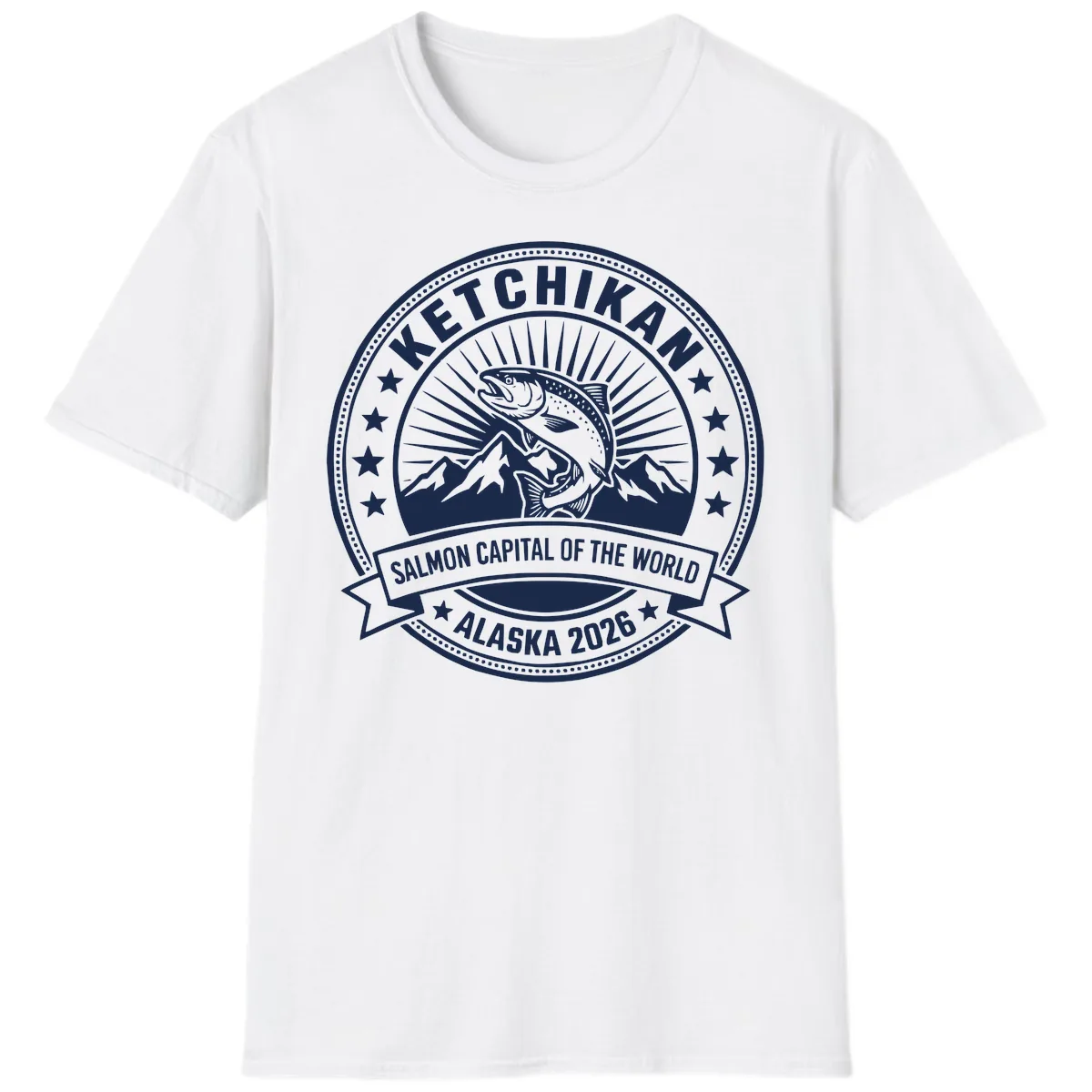 Ketchikan Salmon Capital Badge T-Shirt in White