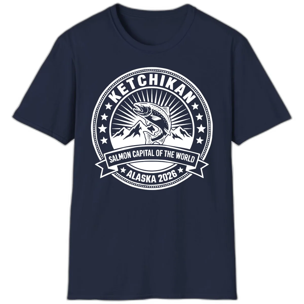Ketchikan Salmon Capital Badge T-Shirt in Navy