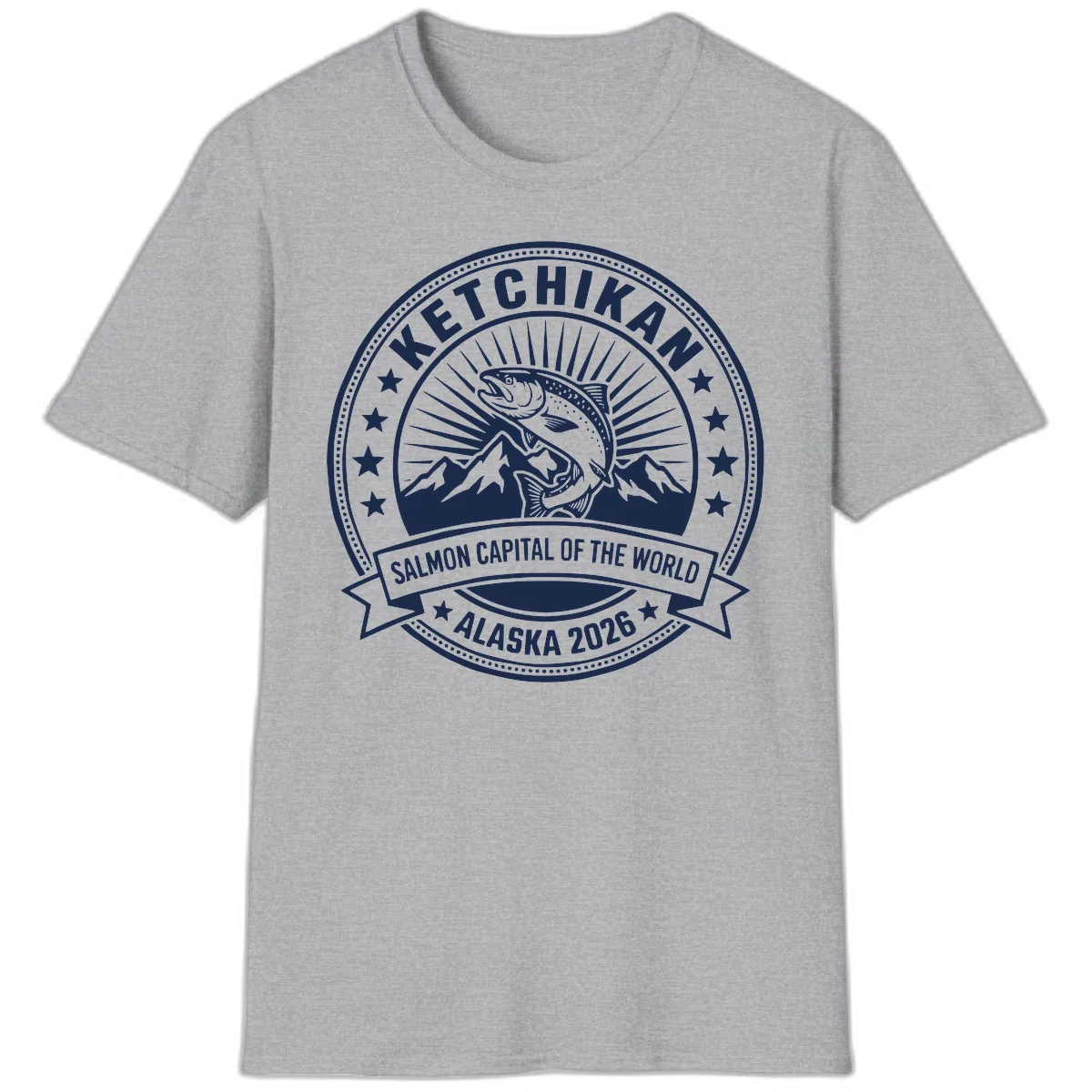 Ketchikan Salmon Capital Badge T-Shirt in Sport Grey