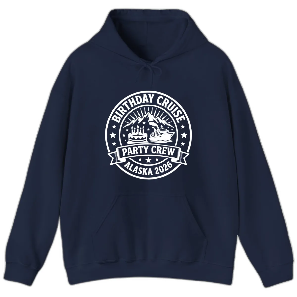 Birthday Cruise Party Crew Alaska 2026 Hoodie in Navy