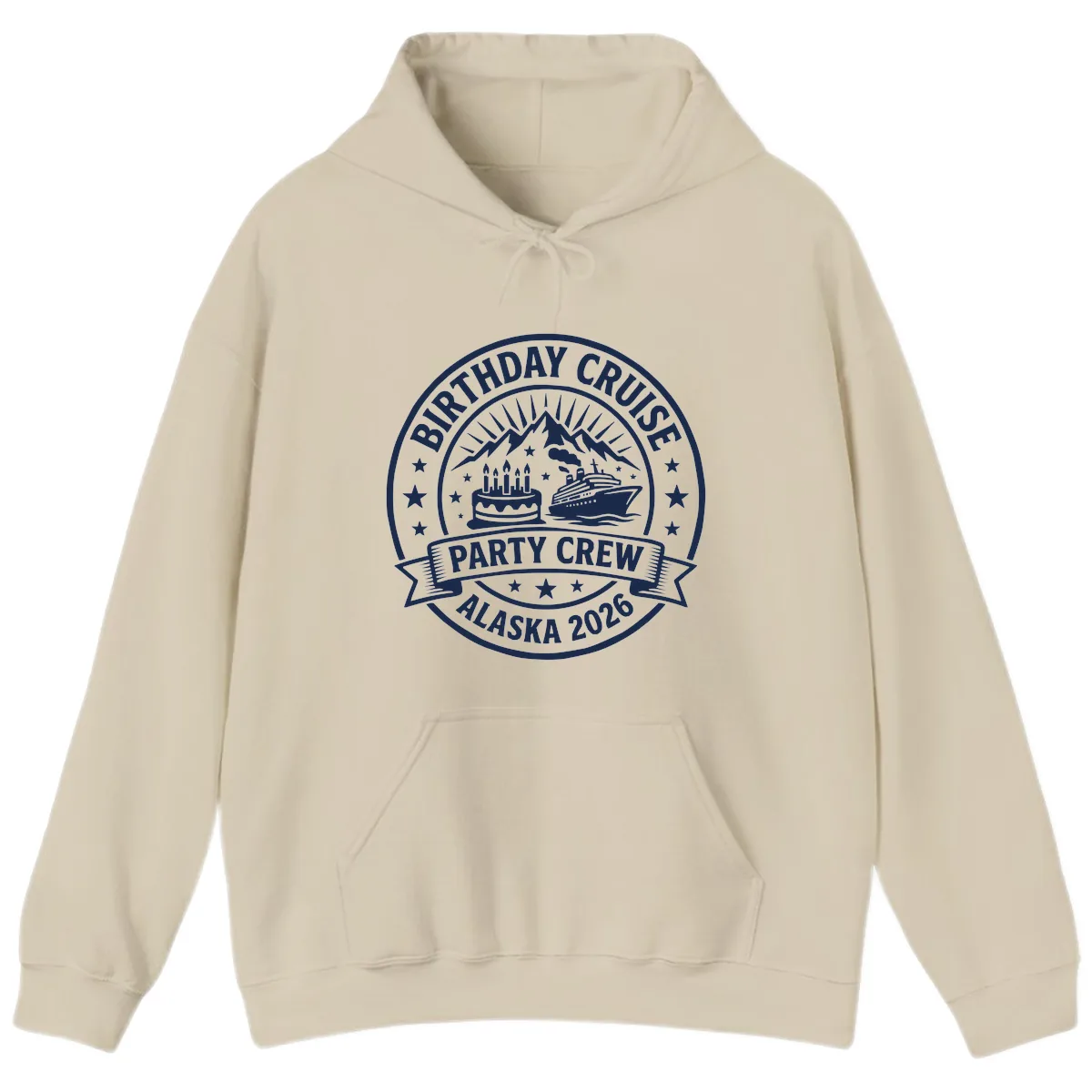 Birthday Cruise Party Crew Alaska 2026 Hoodie in Sand