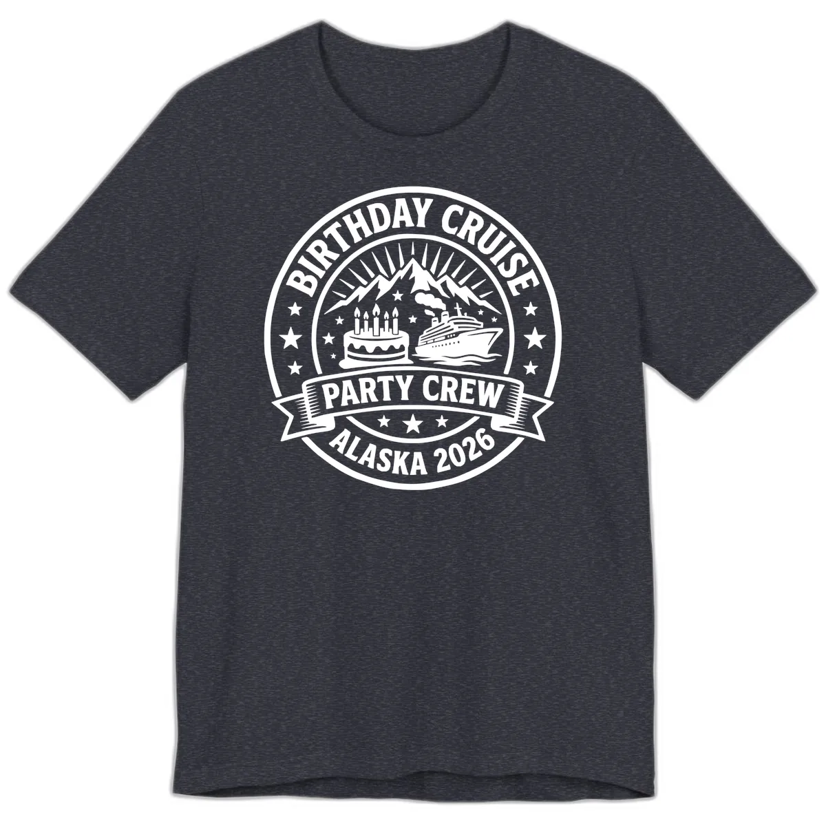Birthday Cruise Party Crew Alaska 2026 Premium T-Shirt in Heather Navy