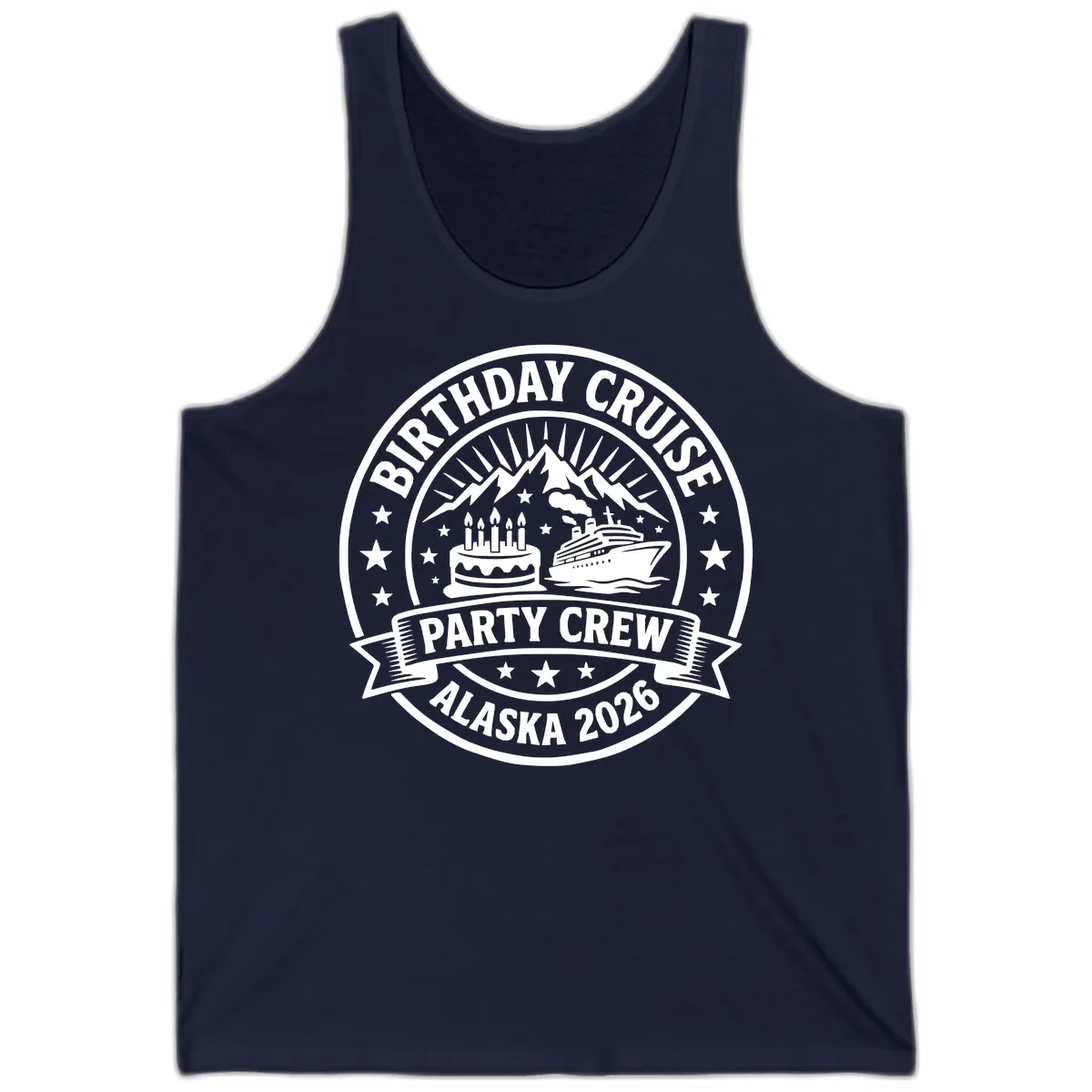 Birthday Cruise Party Crew Alaska 2026 Tank in Navy