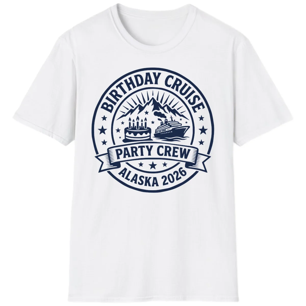 Birthday Cruise Party Crew Alaska 2026 T-Shirt in White