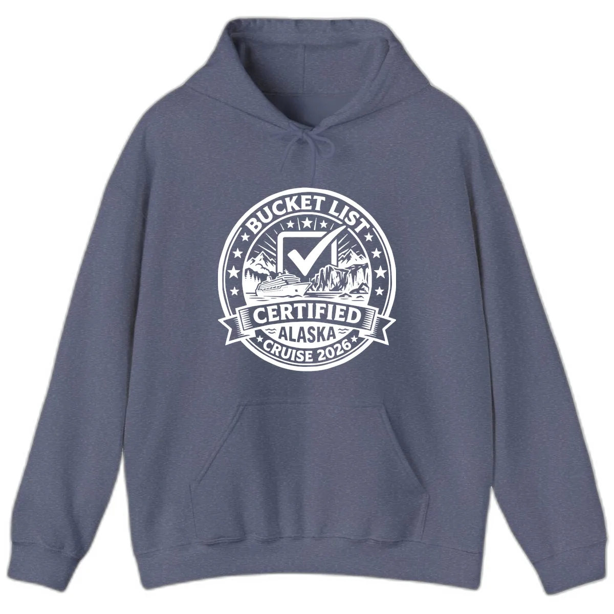 Bucket List Certified Alaska Cruise 2026 Hoodie in Heather Navy