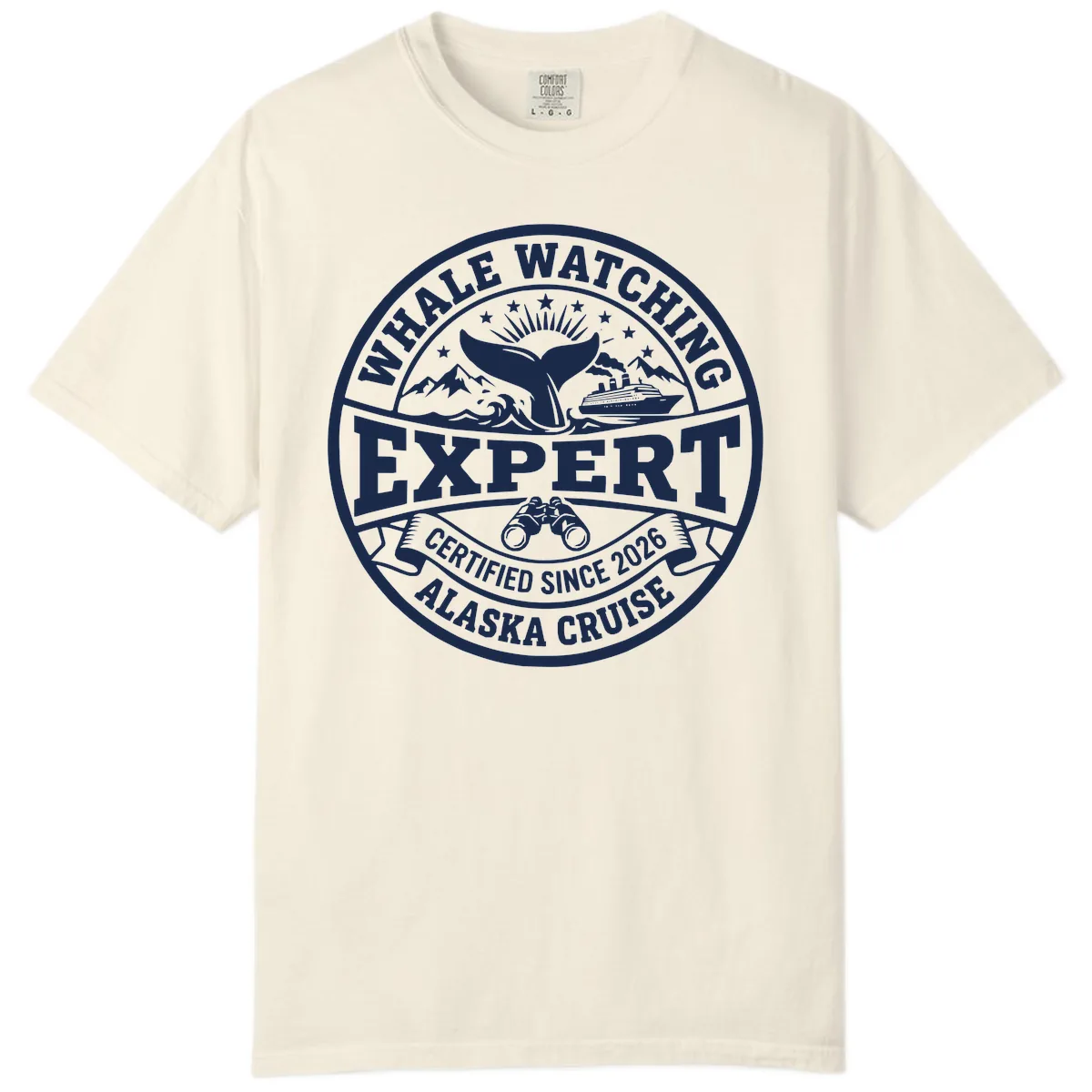 Whale Watching Expert Alaska Cruise Badge Comfort Color in Ivory