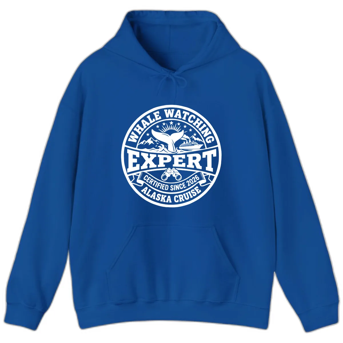 Whale Watching Expert Alaska Cruise Badge Hoodie in Royal