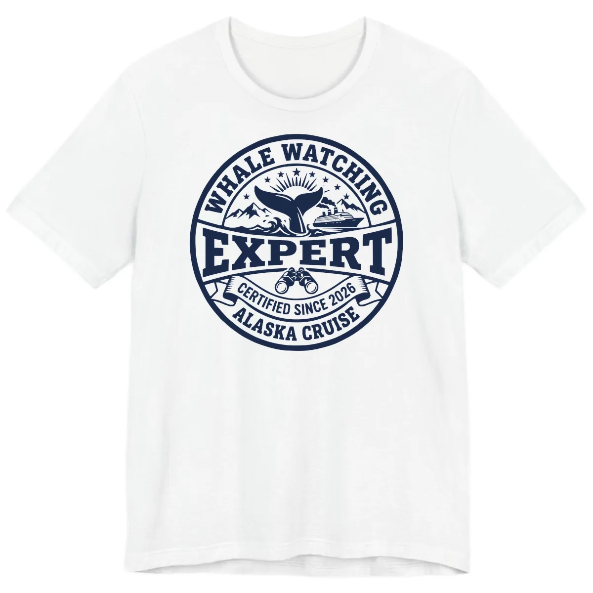 Whale Watching Expert Alaska Cruise Badge Premium T-Shirt in White