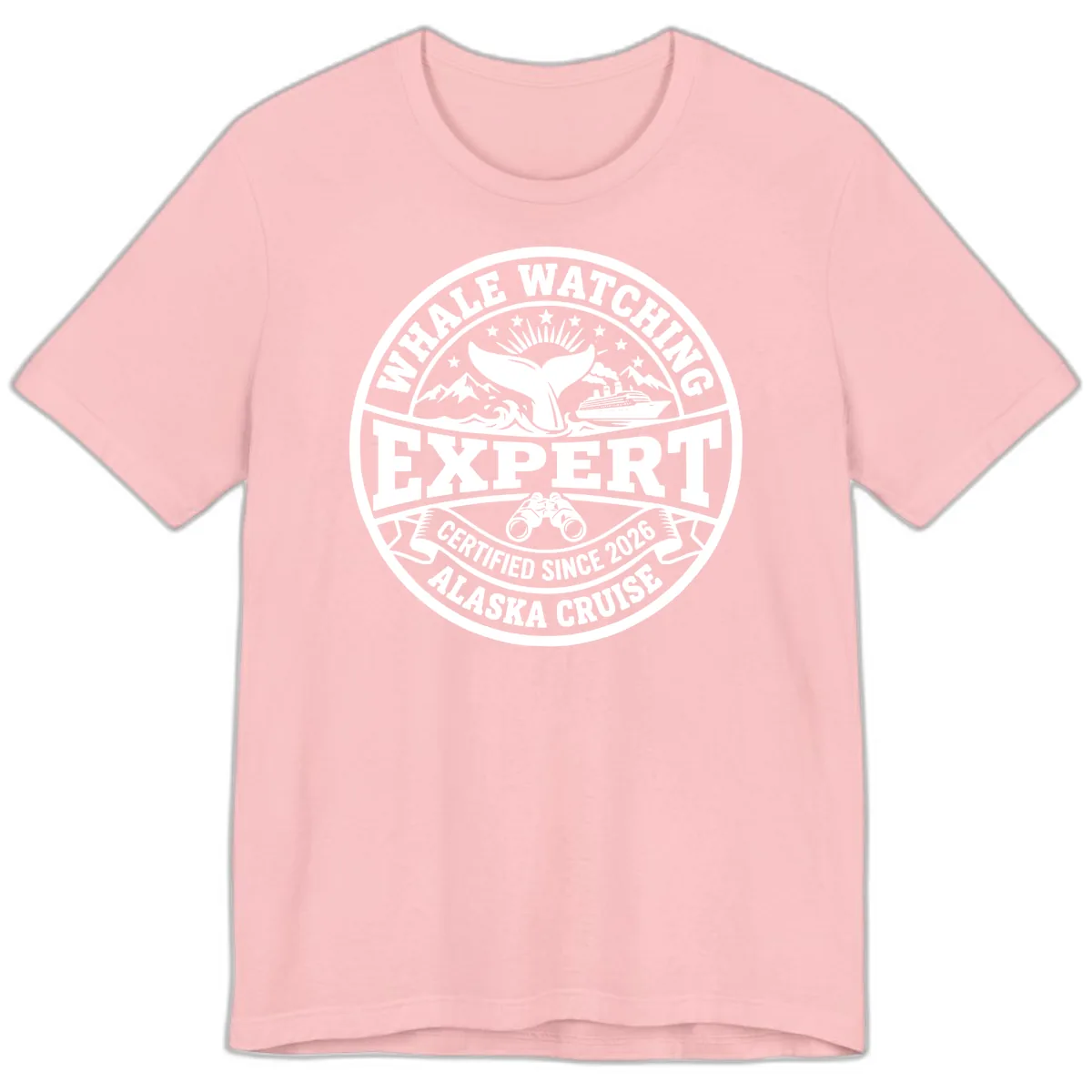 Whale Watching Expert Alaska Cruise Badge Premium T-Shirt in Pink