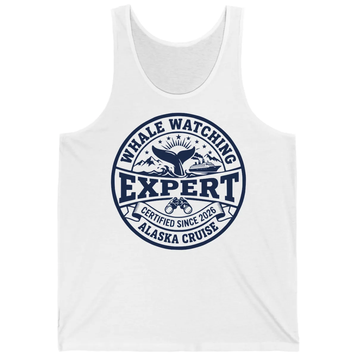 Whale Watching Expert Alaska Cruise Badge Tank in White