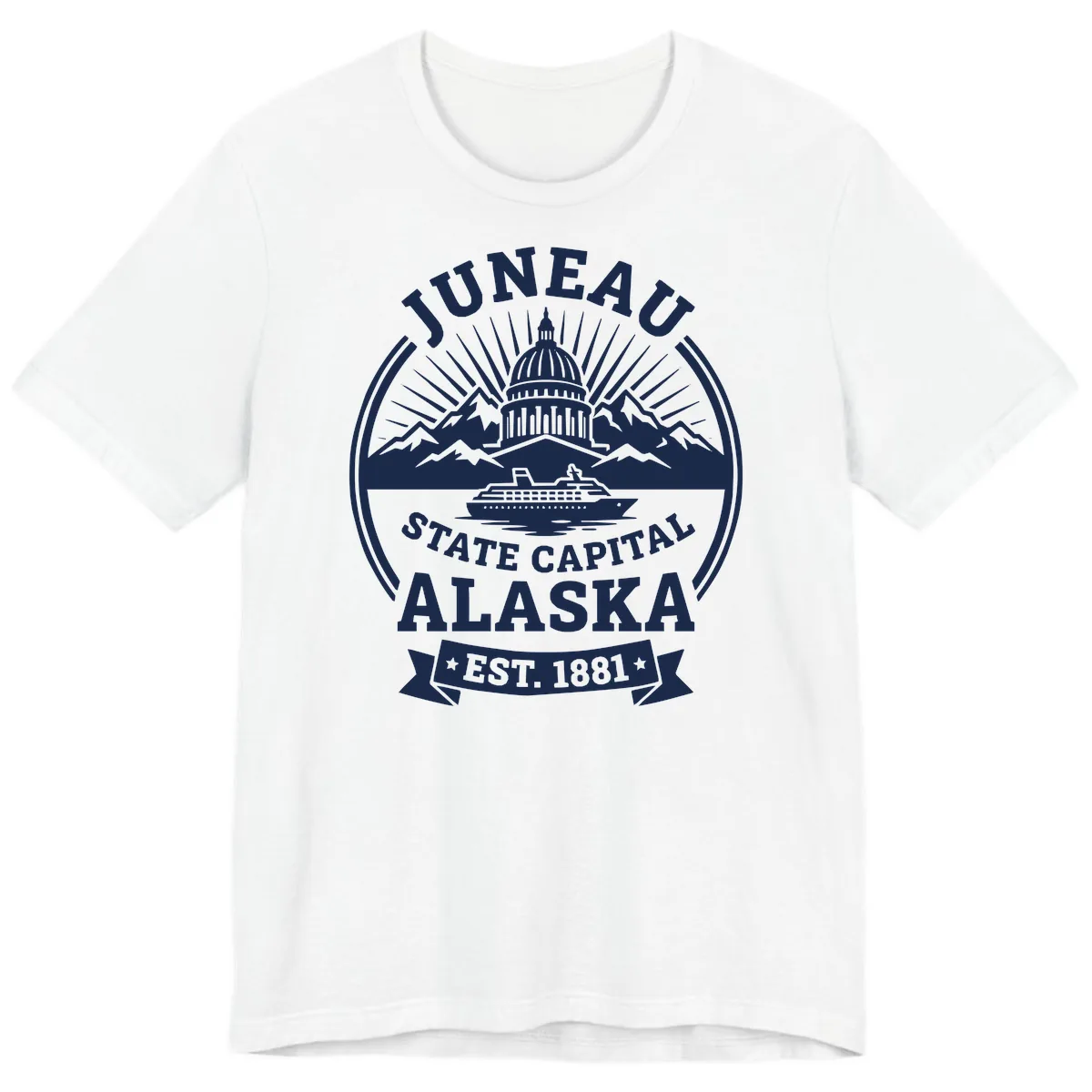 Juneau State Capital Alaska Cruise Badge Premium T-Shirt in White