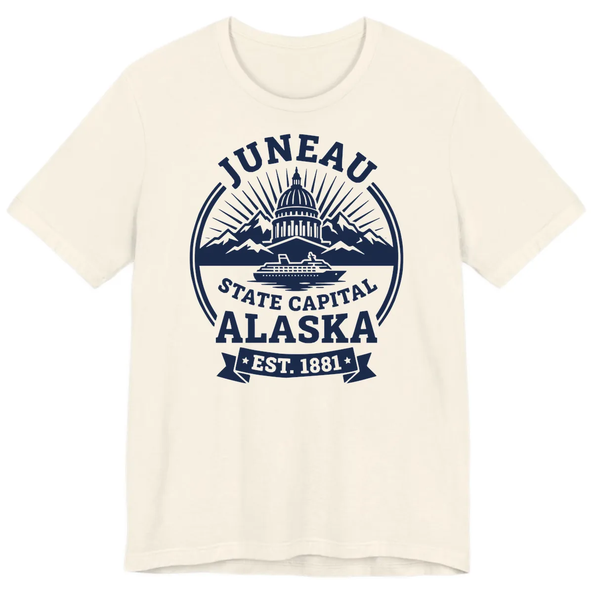 Juneau State Capital Alaska Cruise Badge Premium T-Shirt in Natural